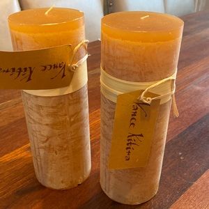 Vance Kitira candles. Set of 2 Timber candles. Brown Sugar. 9” tall.